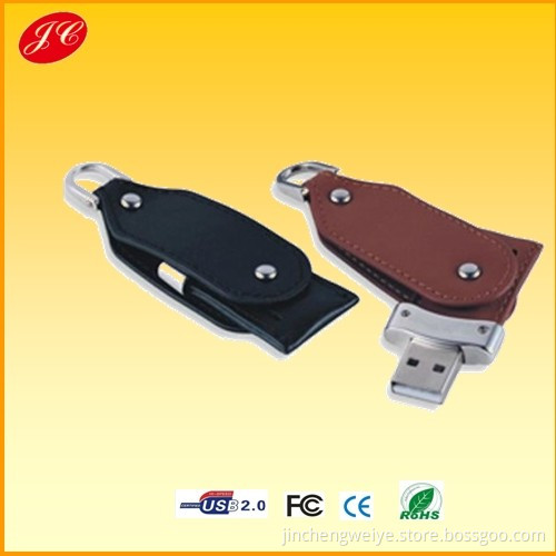 Swivel Leather USB Flash Stick with CE/FCC/RoHS